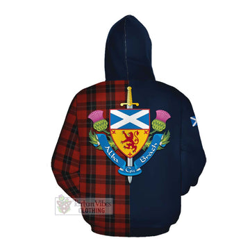 Ramsay Tartan Cotton Hoodie Alba with Scottish Lion Royal Arm Half Style