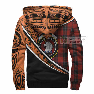 Ramsay Crest Tartan Sherpa Hoodie with Polynesian Vibes Style - Orange Version