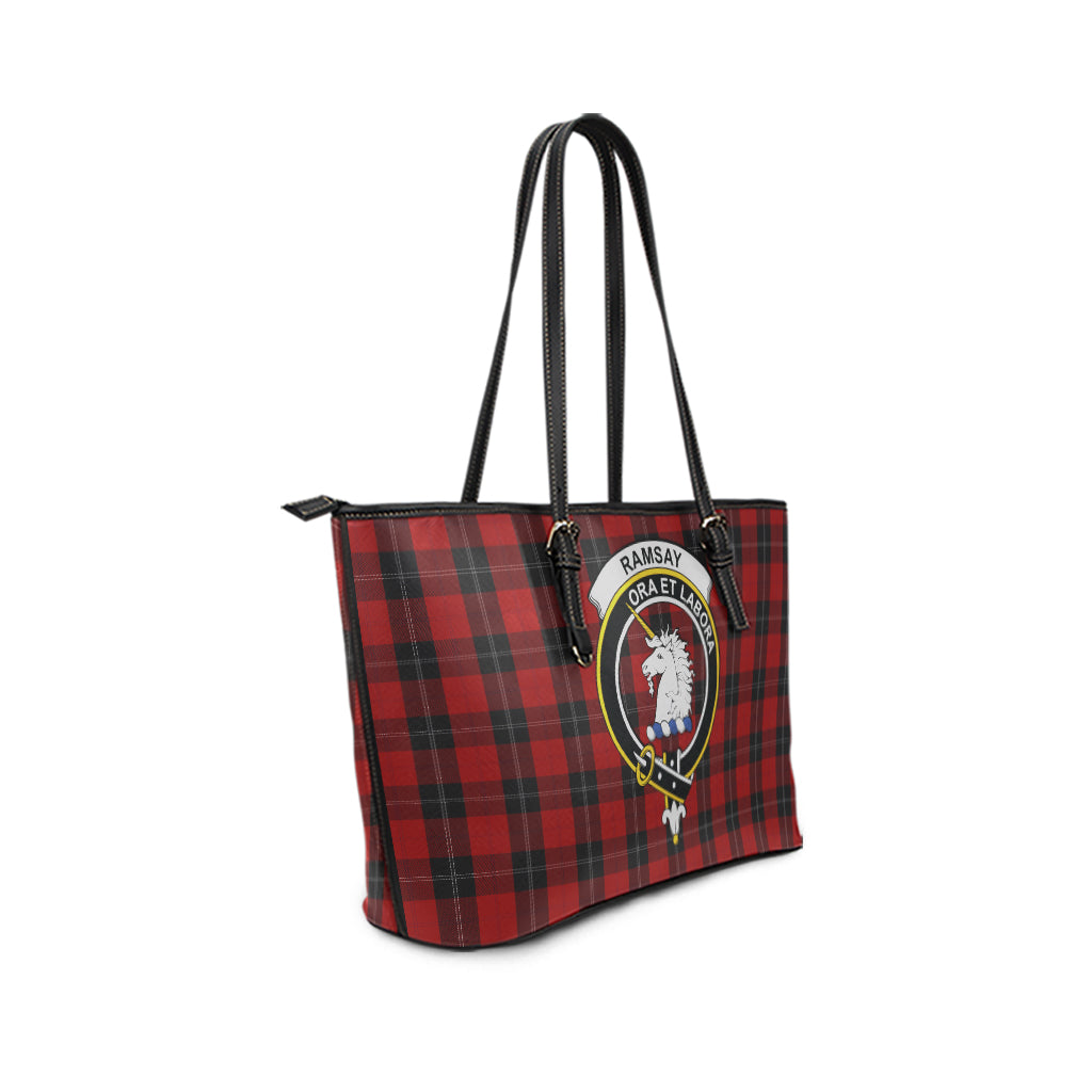 Ramsay Tartan Leather Tote Bag with Family Crest - Tartan Vibes Clothing