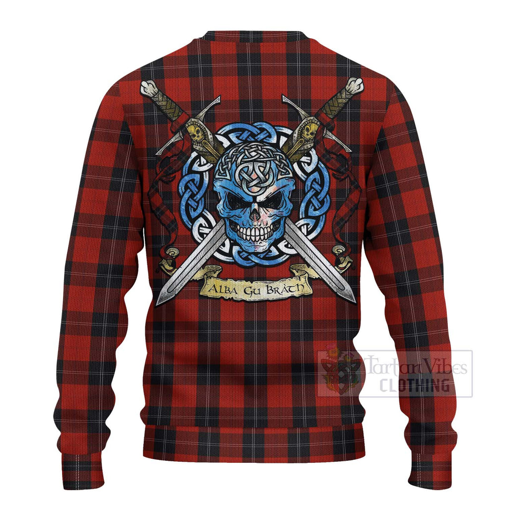 Tartan Vibes Clothing Ramsay Tartan Knitted Sweater with Family Crest Celtic Skull Style