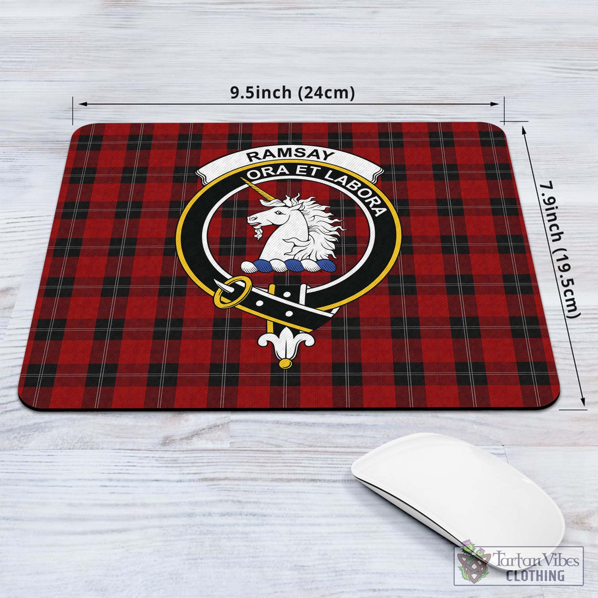 Tartan Vibes Clothing Ramsay Tartan Mouse Pad with Family Crest