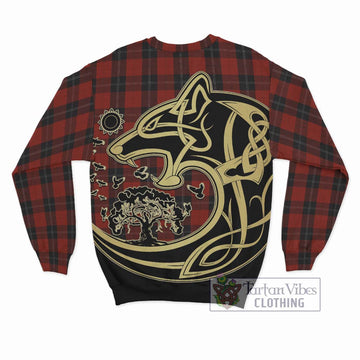 Ramsay Tartan Sweatshirt with Family Crest Celtic Wolf Style