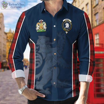 Ramsay Tartan Long Sleeve Button Up Shirt with Family Crest and Lion Rampant Vibes Sport Style