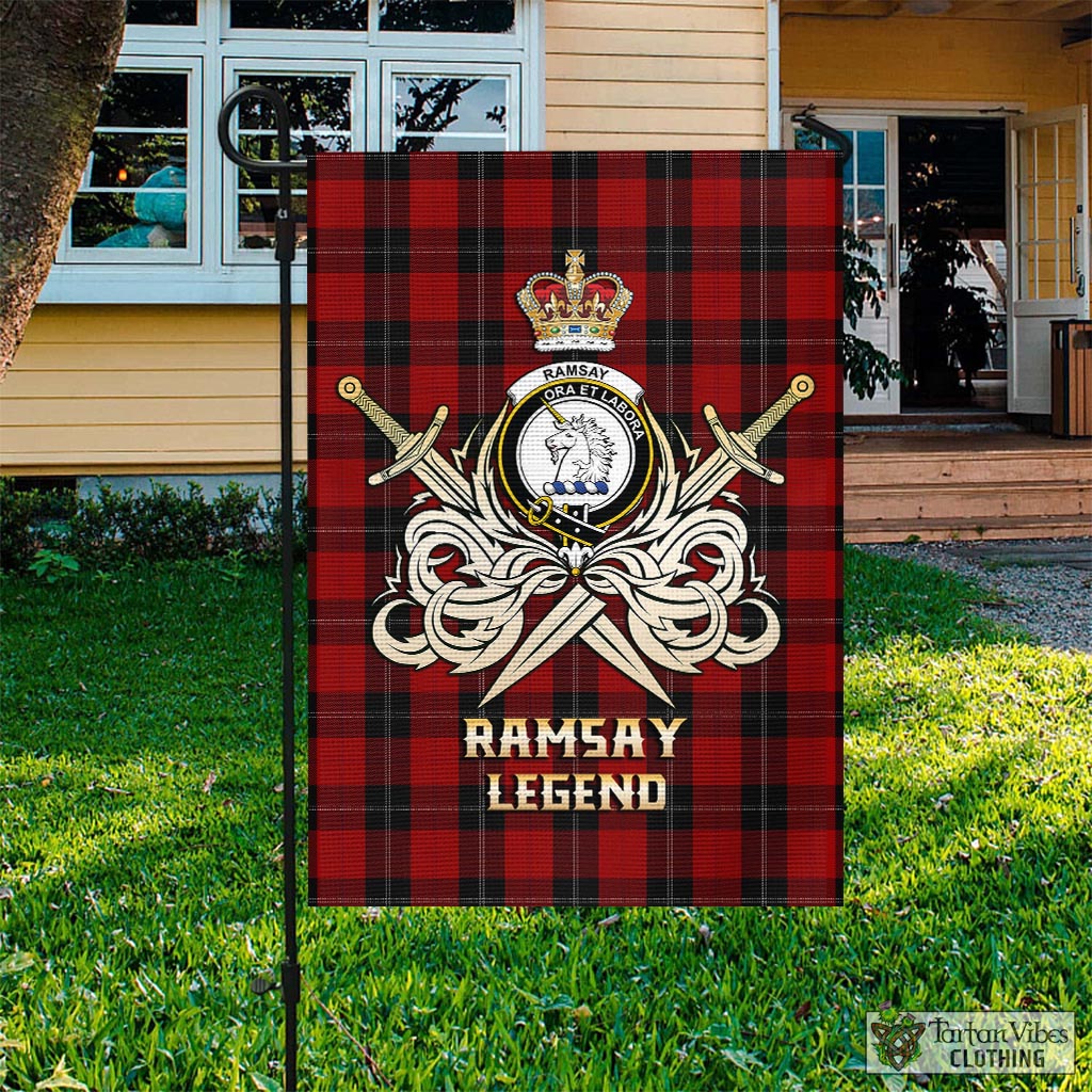 Tartan Vibes Clothing Ramsay Tartan Flag with Clan Crest and the Golden Sword of Courageous Legacy