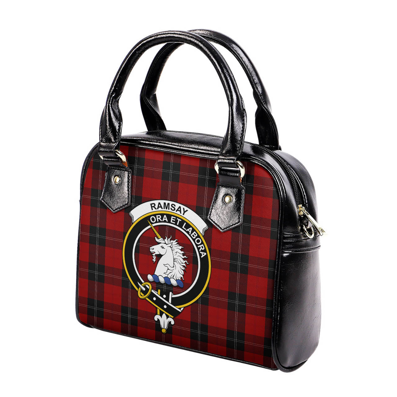 Ramsay Tartan Shoulder Handbags with Family Crest - Tartanvibesclothing