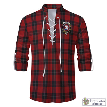 Ramsay Tartan Men's Scottish Traditional Jacobite Ghillie Kilt Shirt with Family Crest