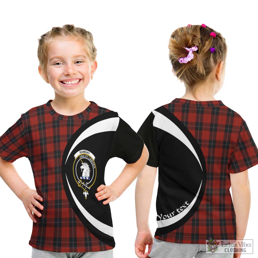 Tartan Vibes Clothing Ramsay Tartan Kid T-Shirt with Family Crest Circle Style