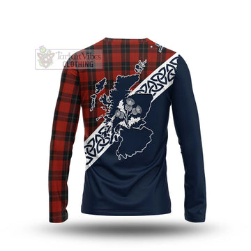 Ramsay Tartan Long Sleeve T-Shirt Featuring Thistle and Scotland Map