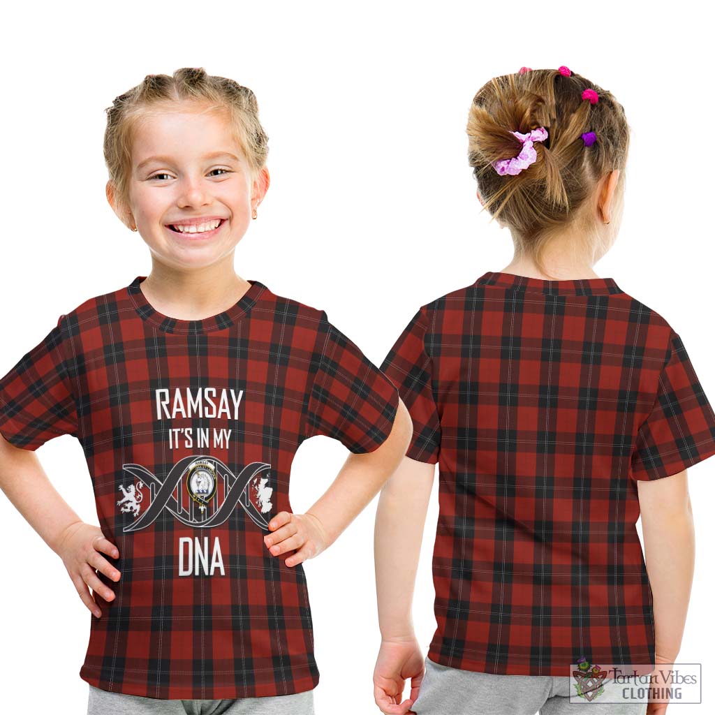 Tartan Vibes Clothing Ramsay Tartan Kid T-Shirt with Family Crest DNA In Me Style