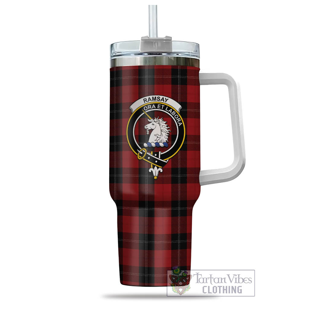 Tartan Vibes Clothing Ramsay Tartan and Family Crest Tumbler with Handle