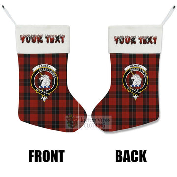 Ramsay Tartan Family Crest Christmas Stocking with Personalized Text