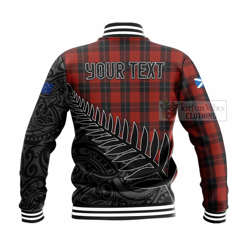 Tartan Vibes Clothing Ramsay Crest Tartan Baseball Jacket with New Zealand Silver Fern Half Style