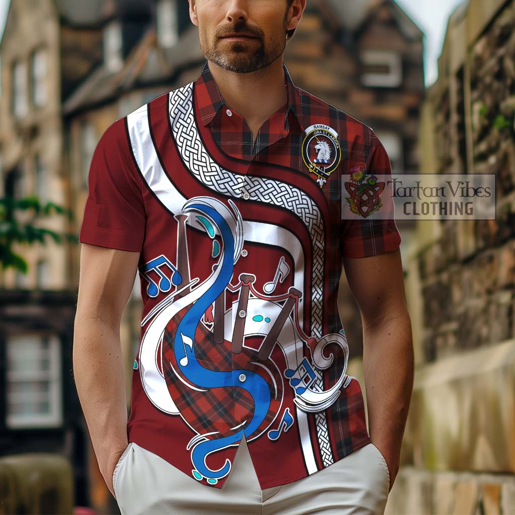 Tartan Vibes Clothing Ramsay Tartan Short Sleeve Button Shirt with Epic Bagpipe Style