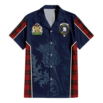 Ramsay Tartan Short Sleeve Button Up Shirt with Family Crest and Scottish Thistle Vibes Sport Style