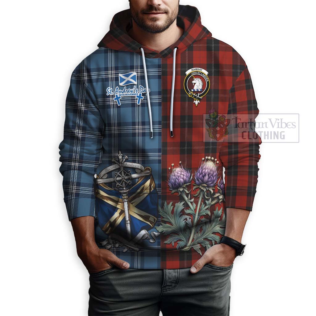 Tartan Vibes Clothing Ramsay Tartan Hoodie Happy St. Andrew's Day Half Tartan Style