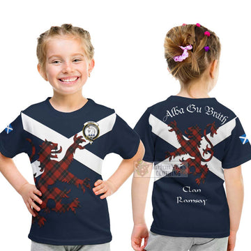 Ramsay Tartan Lion Rampant Kid T-Shirt Proudly Display Your Heritage with Alba Gu Brath and Clan Name