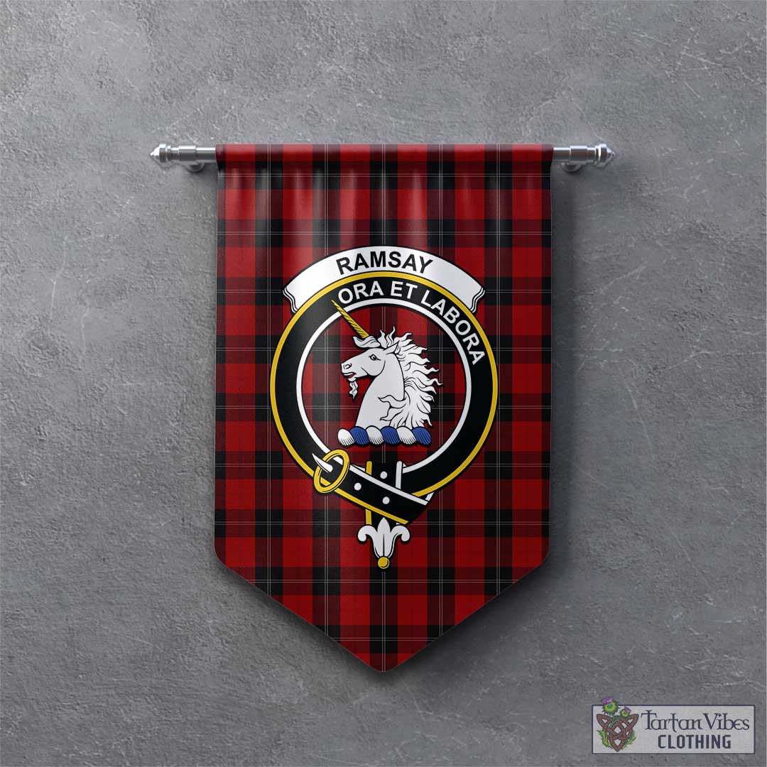 Tartan Vibes Clothing Ramsay Tartan Gonfalon, Tartan Banner with Family Crest