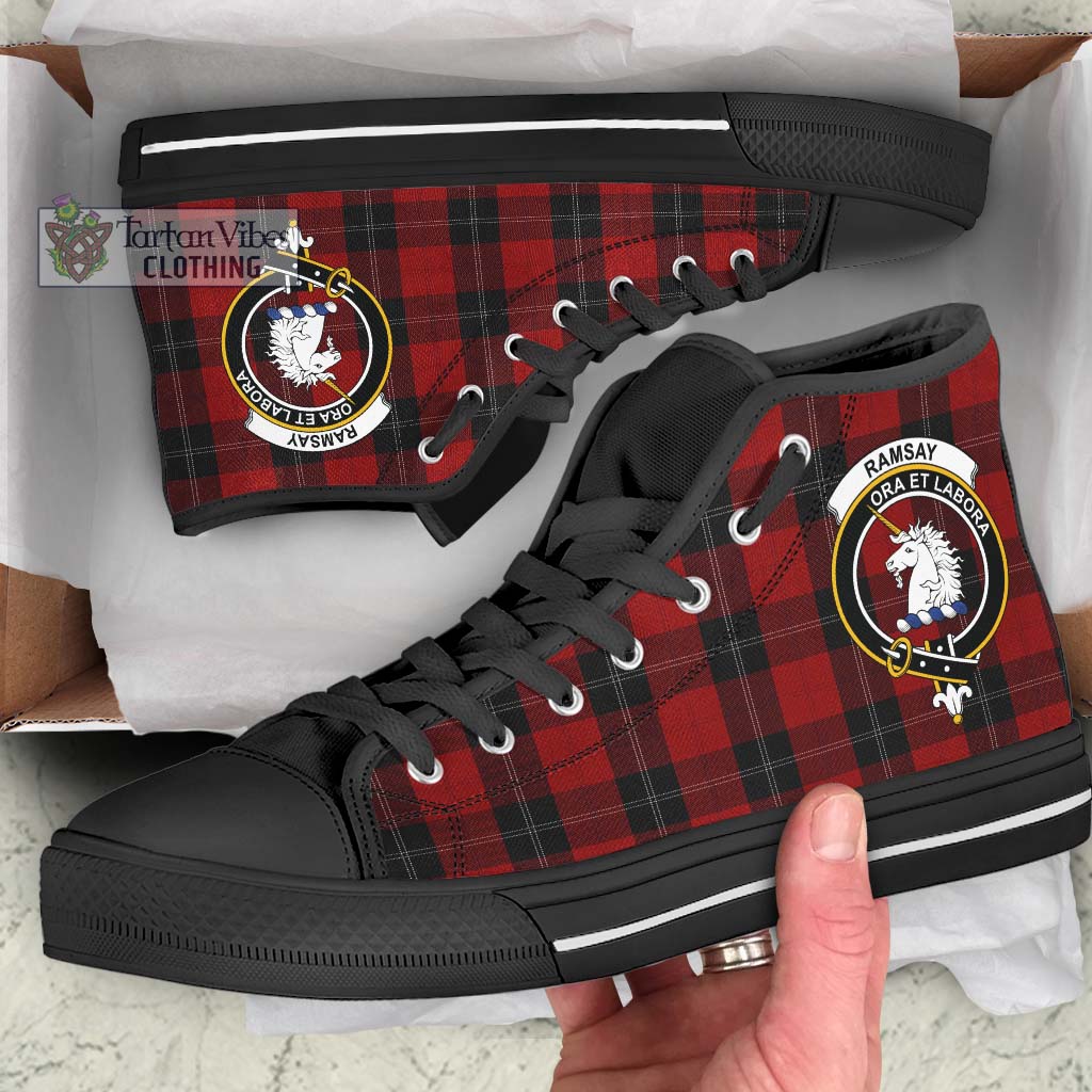 Tartan Vibes Clothing Ramsay Tartan High Top Shoes with Family Crest