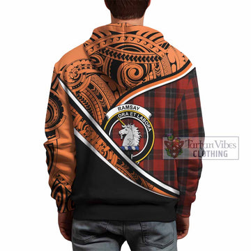 Ramsay Crest Tartan Hoodie with Polynesian Vibes Style - Orange Version