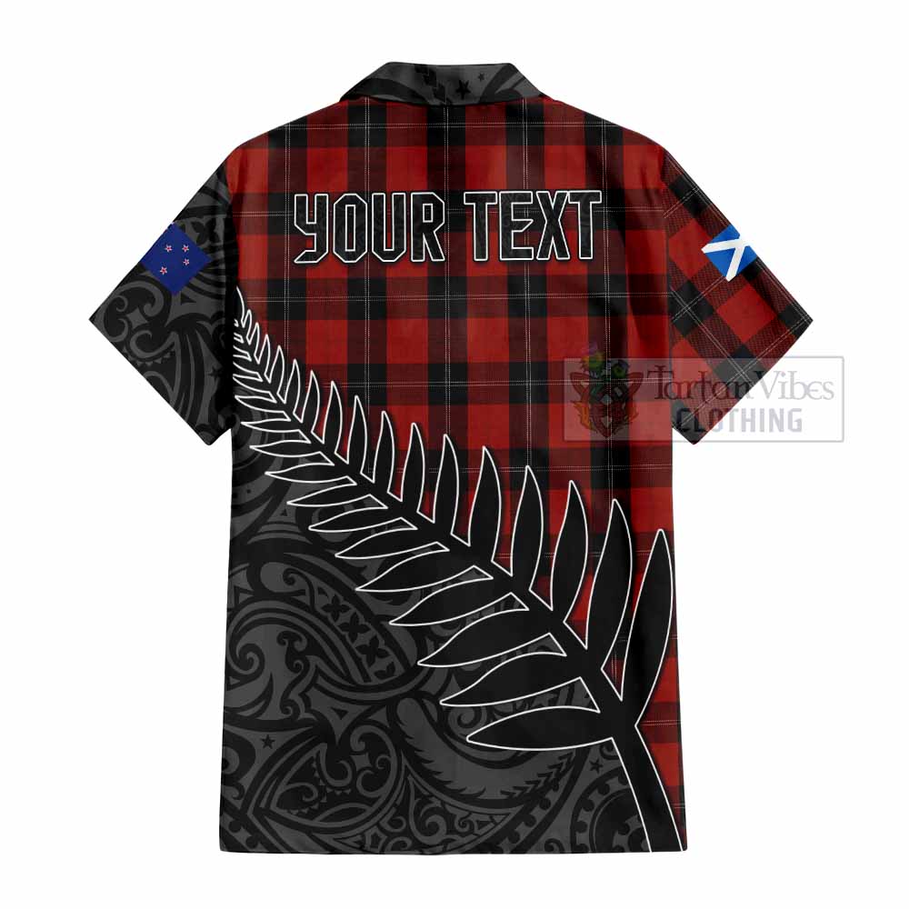 Tartan Vibes Clothing Ramsay Crest Tartan Short Sleeve Button Shirt with New Zealand Silver Fern Half Style