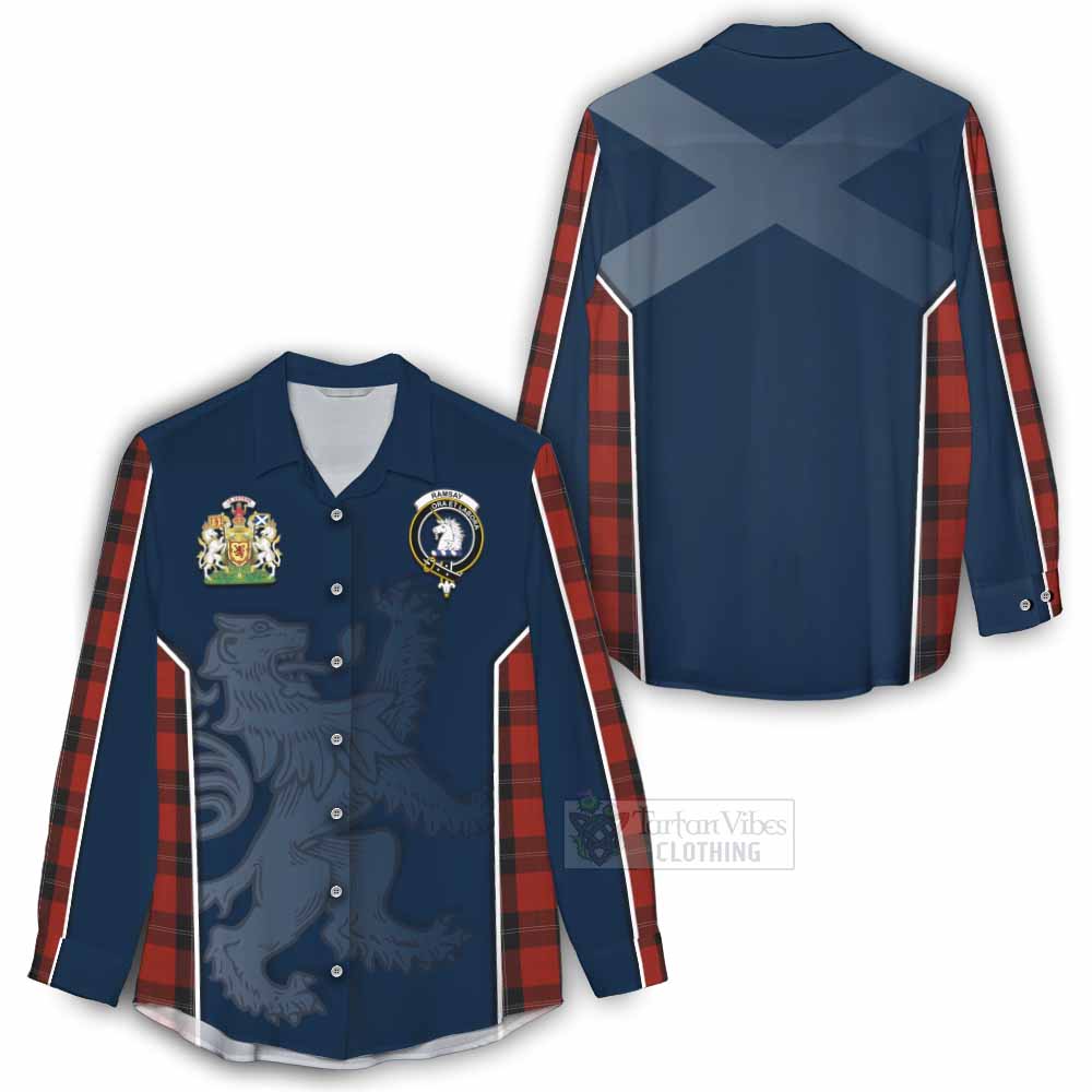 Tartan Vibes Clothing Ramsay Tartan Women's Casual Shirt with Family Crest and Lion Rampant Vibes Sport Style