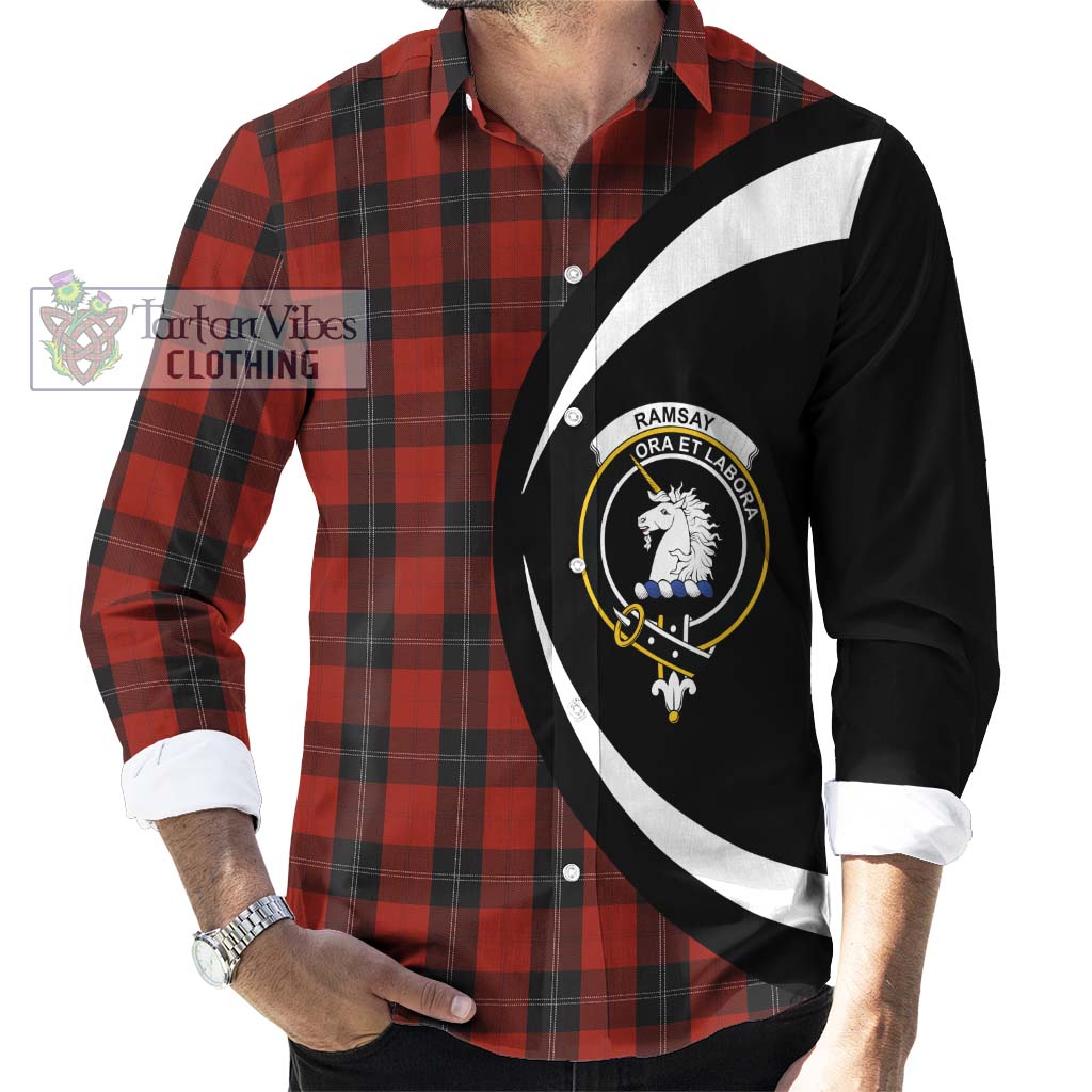 Ramsay Tartan Long Sleeve Button Up with Family Crest Circle Style - Tartan Vibes Clothing