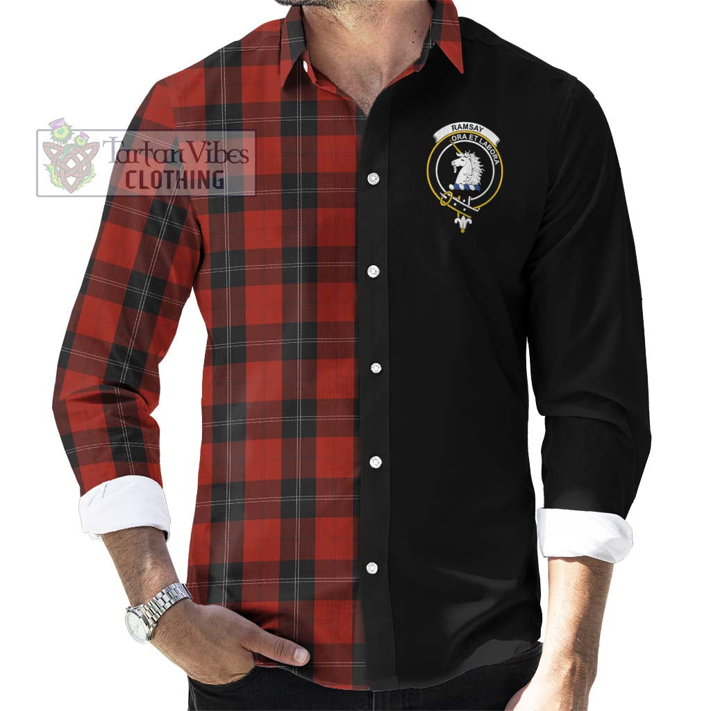 Tartan Vibes Clothing Ramsay Tartan Long Sleeve Button Shirt with Family Crest and Half Of Me Style