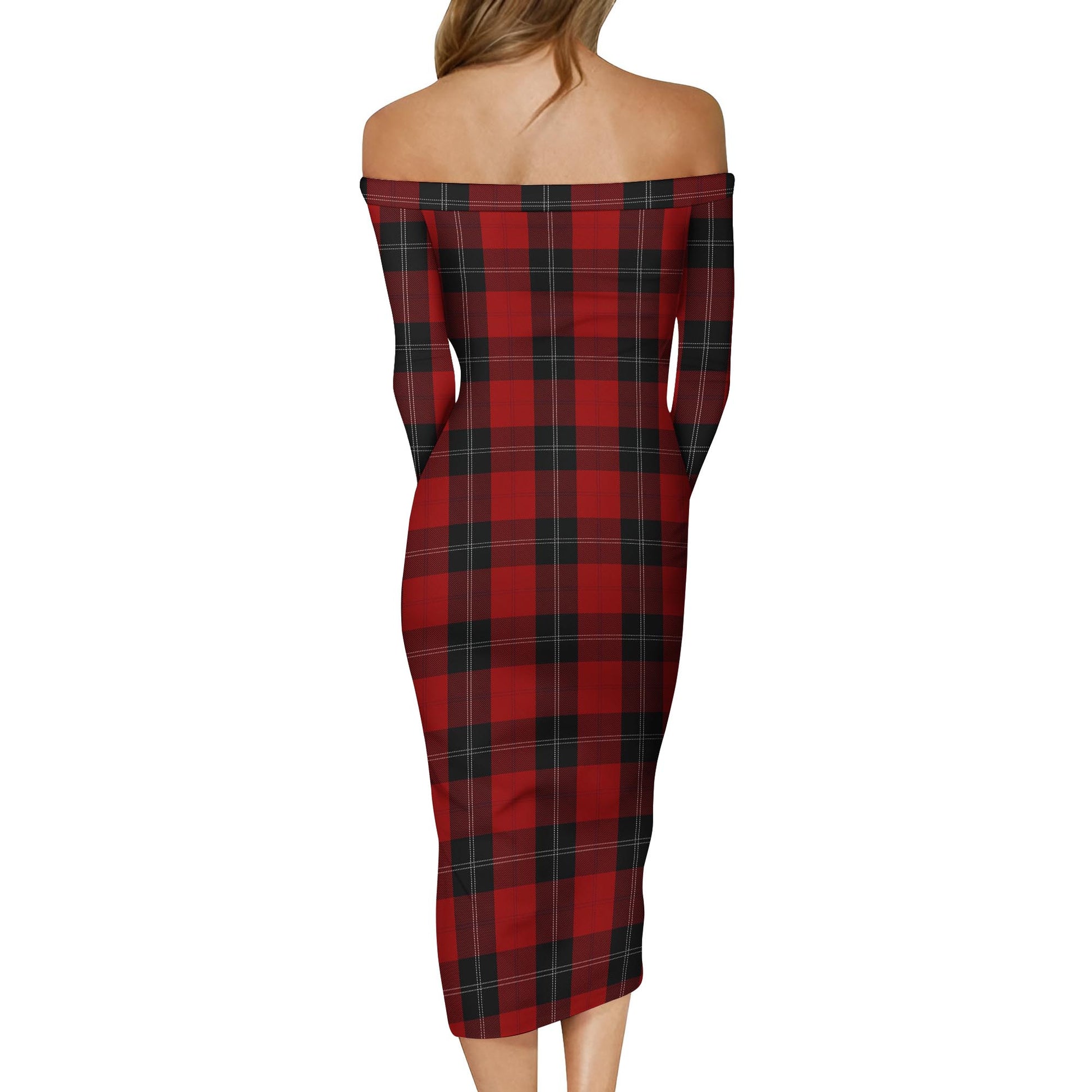 Ramsay Tartan Off Shoulder Lady Dress - Tartanvibesclothing