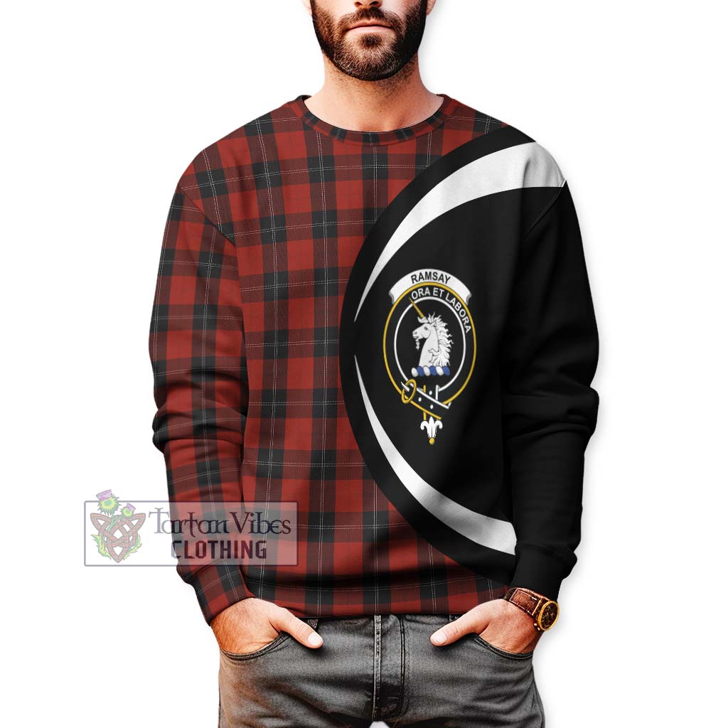 Ramsay Tartan Sweatshirt with Family Crest Circle Style - Tartan Vibes Clothing