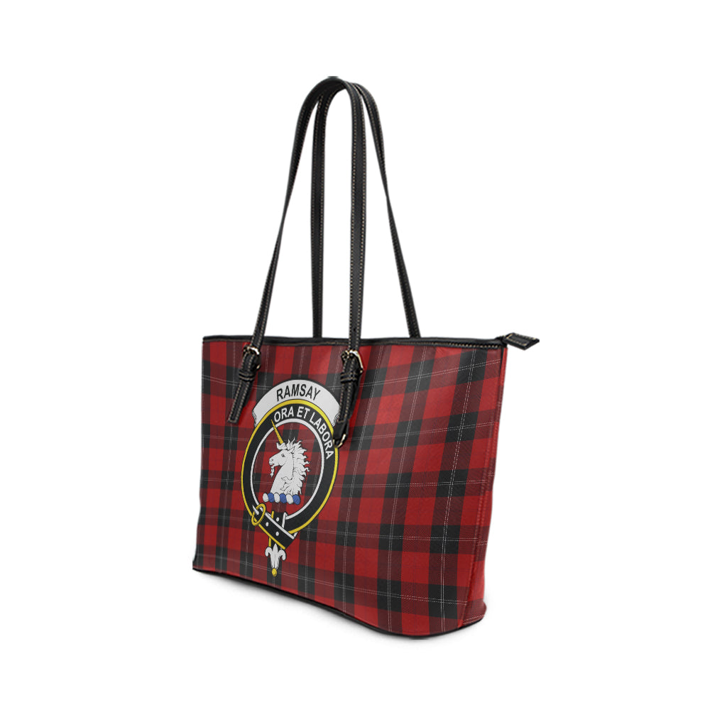 Ramsay Tartan Leather Tote Bag with Family Crest - Tartan Vibes Clothing