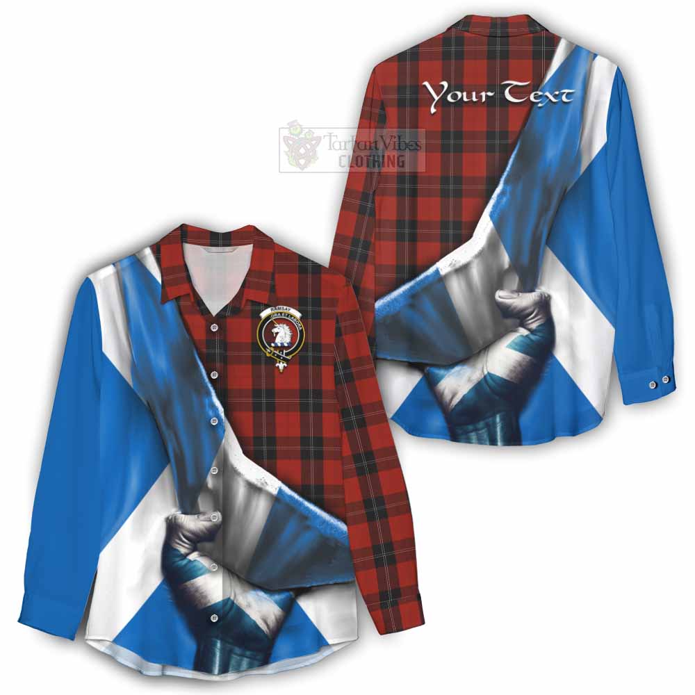 Tartan Vibes Clothing Ramsay Tartan Women's Casual Shirt with Family Crest Scotland Patriotic Style