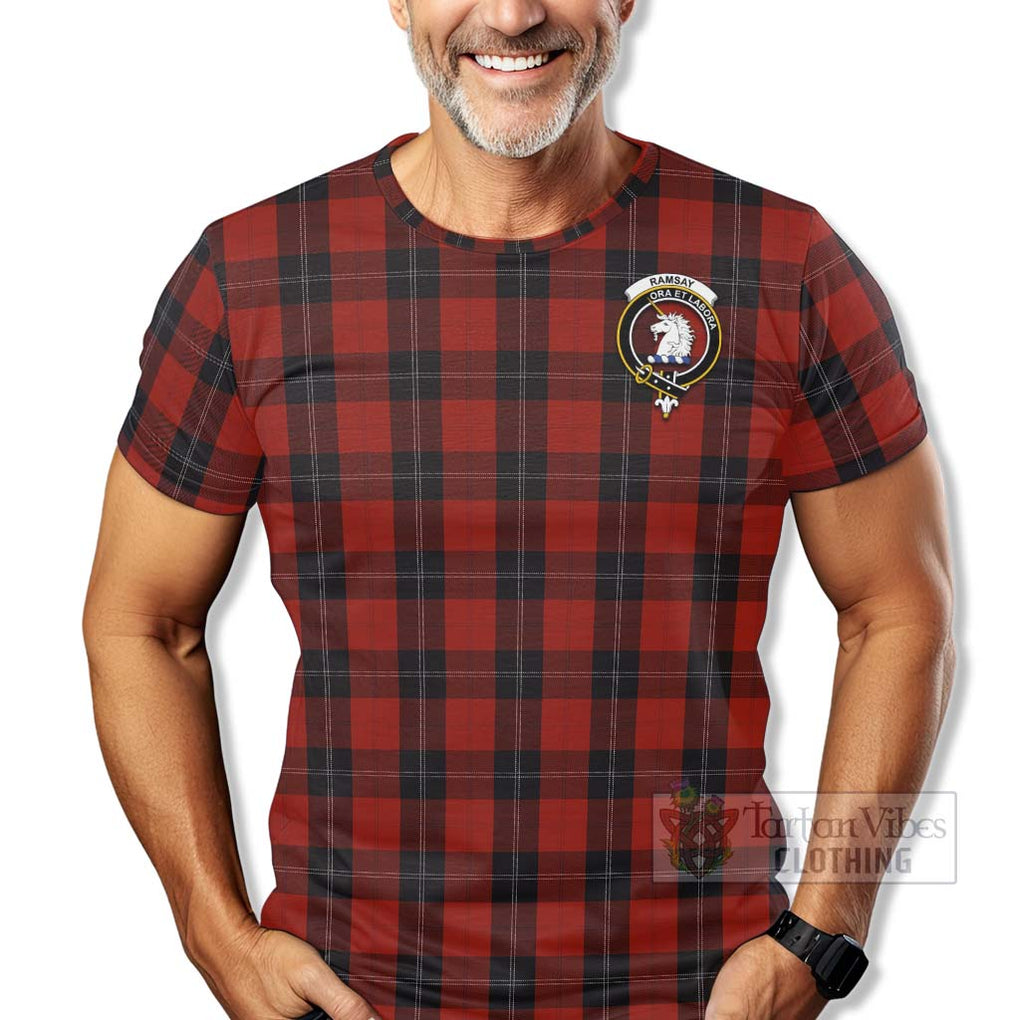 Tartan Vibes Clothing Ramsay Tartan T-Shirt with Family Crest Celtic Skull Style