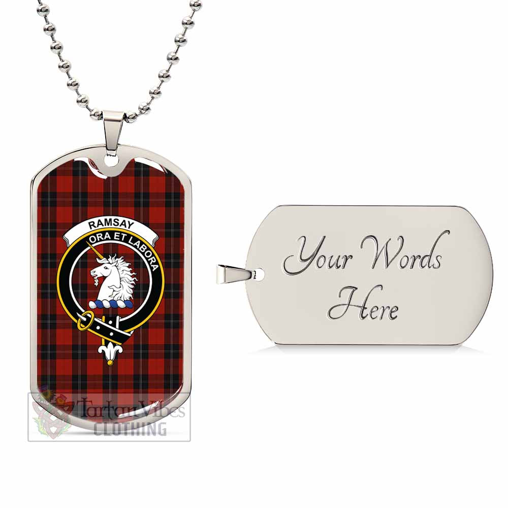 Tartan Vibes Clothing Ramsay Tartan Dog Tag Necklace with Family Crest