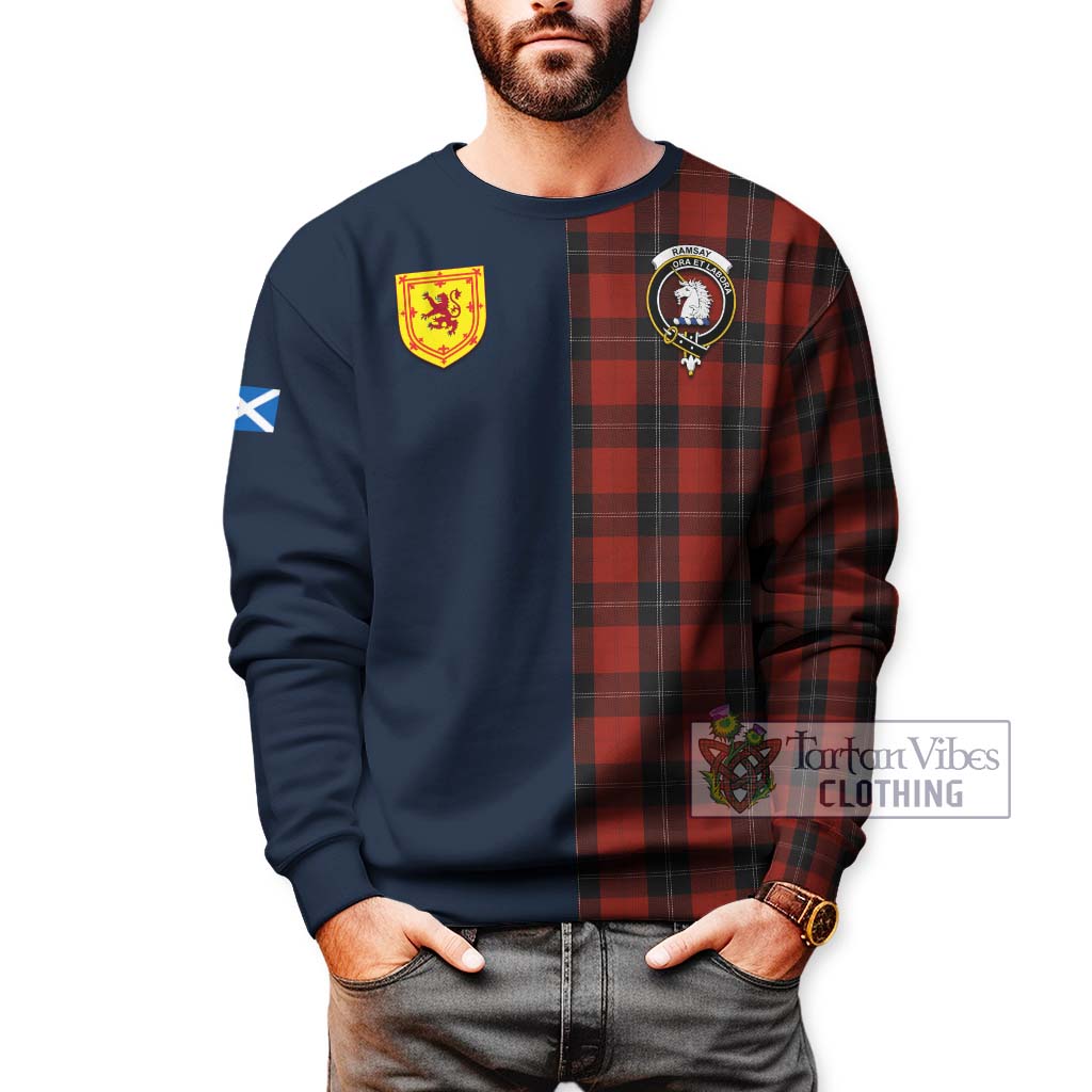 Tartan Vibes Clothing Ramsay Tartan Sweatshirt with Scottish Lion Royal Arm Half Style