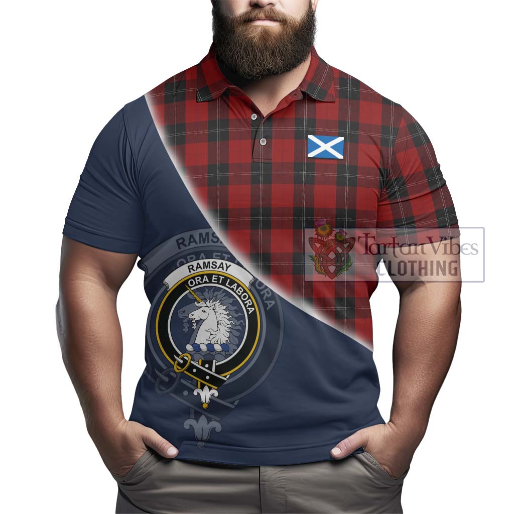 Tartan Vibes Clothing Ramsay Tartan Polo Shirt with Personalised National Flag and Family Crest Half Style