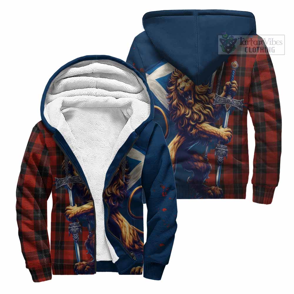 Tartan Vibes Clothing Ramsay Tartan Family Crest Sherpa Hoodie with Scottish Majestic Lion