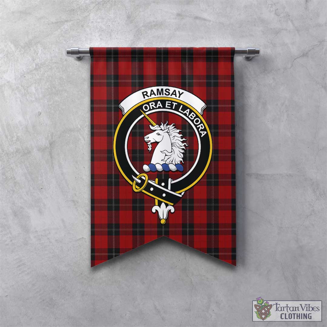 Tartan Vibes Clothing Ramsay Tartan Gonfalon, Tartan Banner with Family Crest