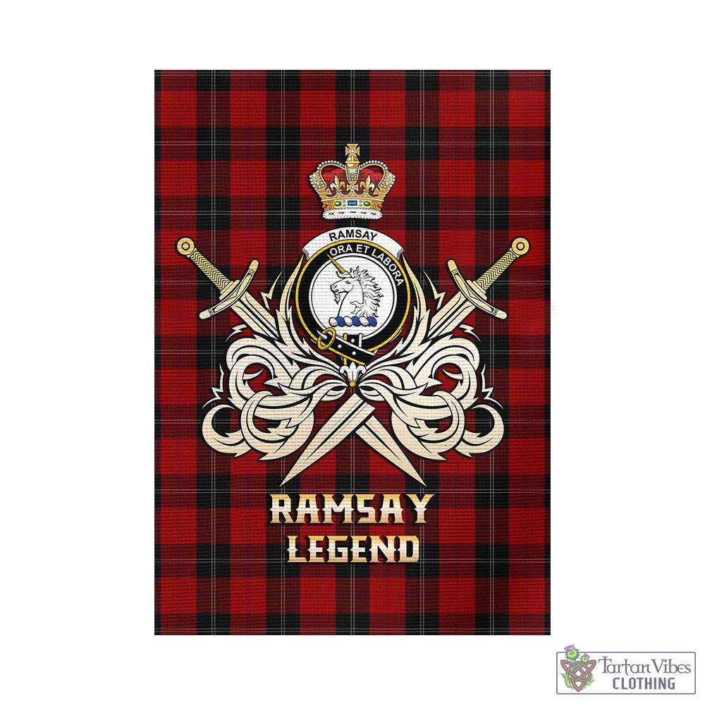 Tartan Vibes Clothing Ramsay Tartan Flag with Clan Crest and the Golden Sword of Courageous Legacy