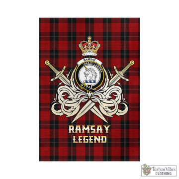 Ramsay Tartan Garden Flag with Clan Crest and the Golden Sword of Courageous Legacy - Tartan Vibes Clothing