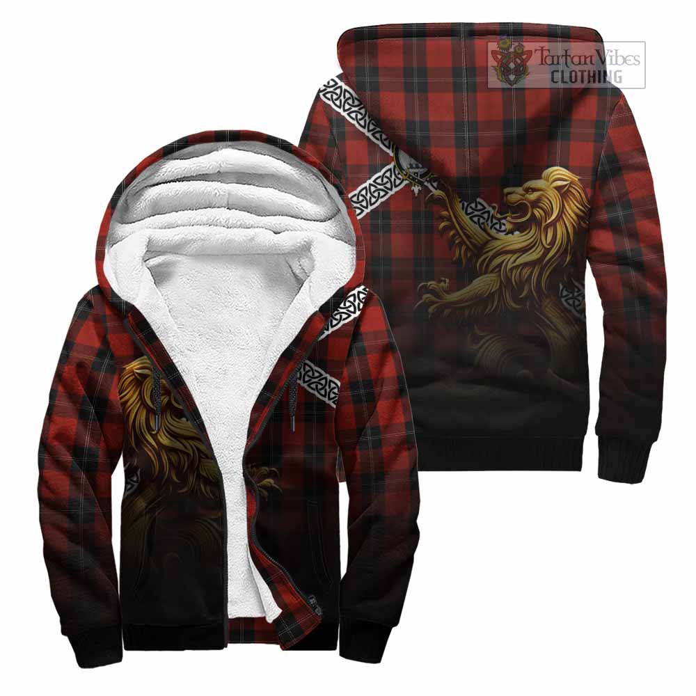 Ramsay Crest Tartan Sherpa Hoodie with Golden Lion Emblem Celtic Style Unisex - Tartan Vibes Clothing