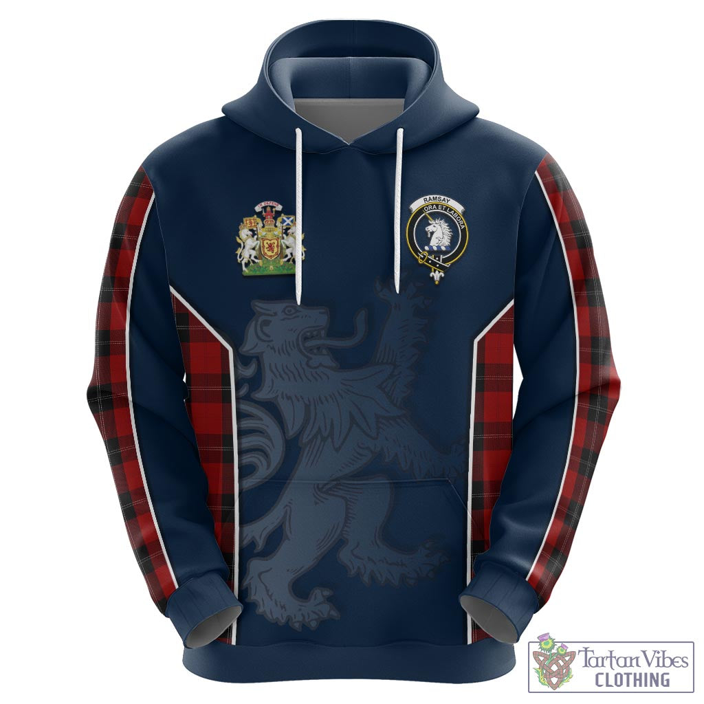 Tartan Vibes Clothing Ramsay Tartan Hoodie with Family Crest and Lion Rampant Vibes Sport Style