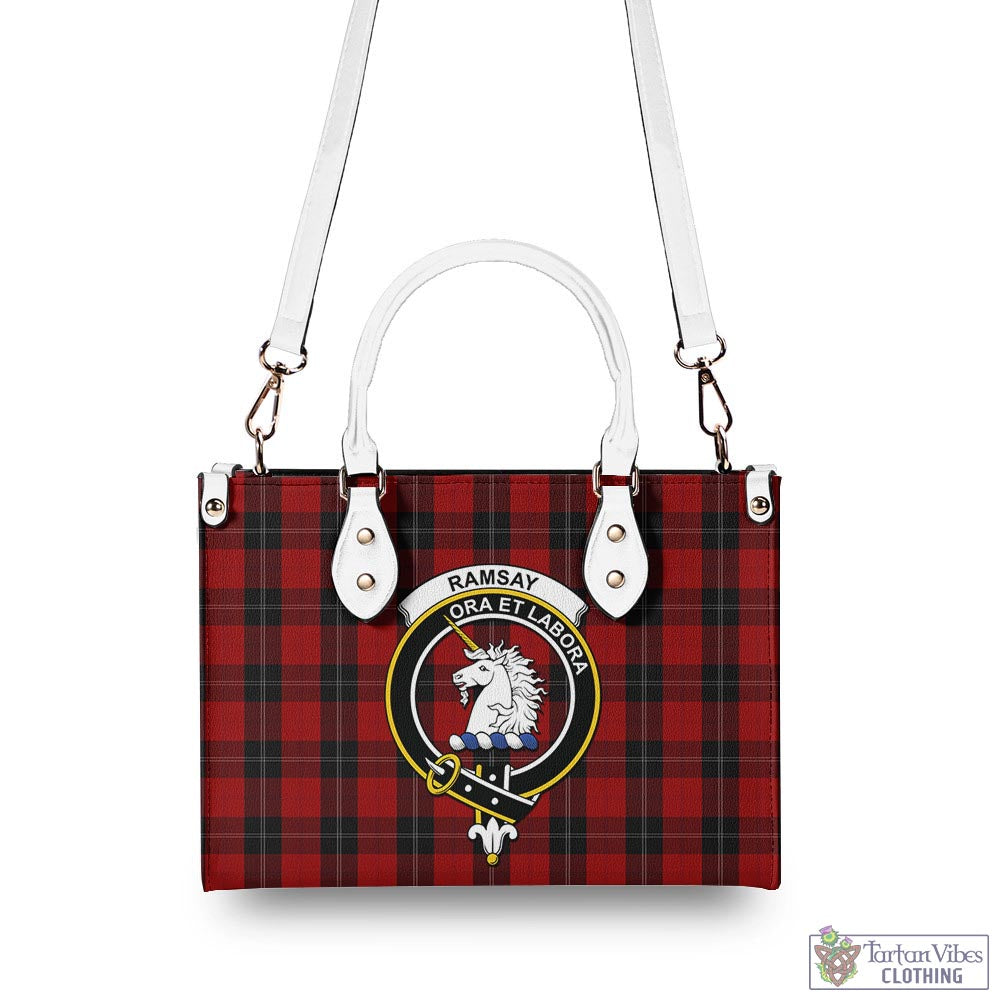 Tartan Vibes Clothing Ramsay Tartan Luxury Leather Handbags with Family Crest