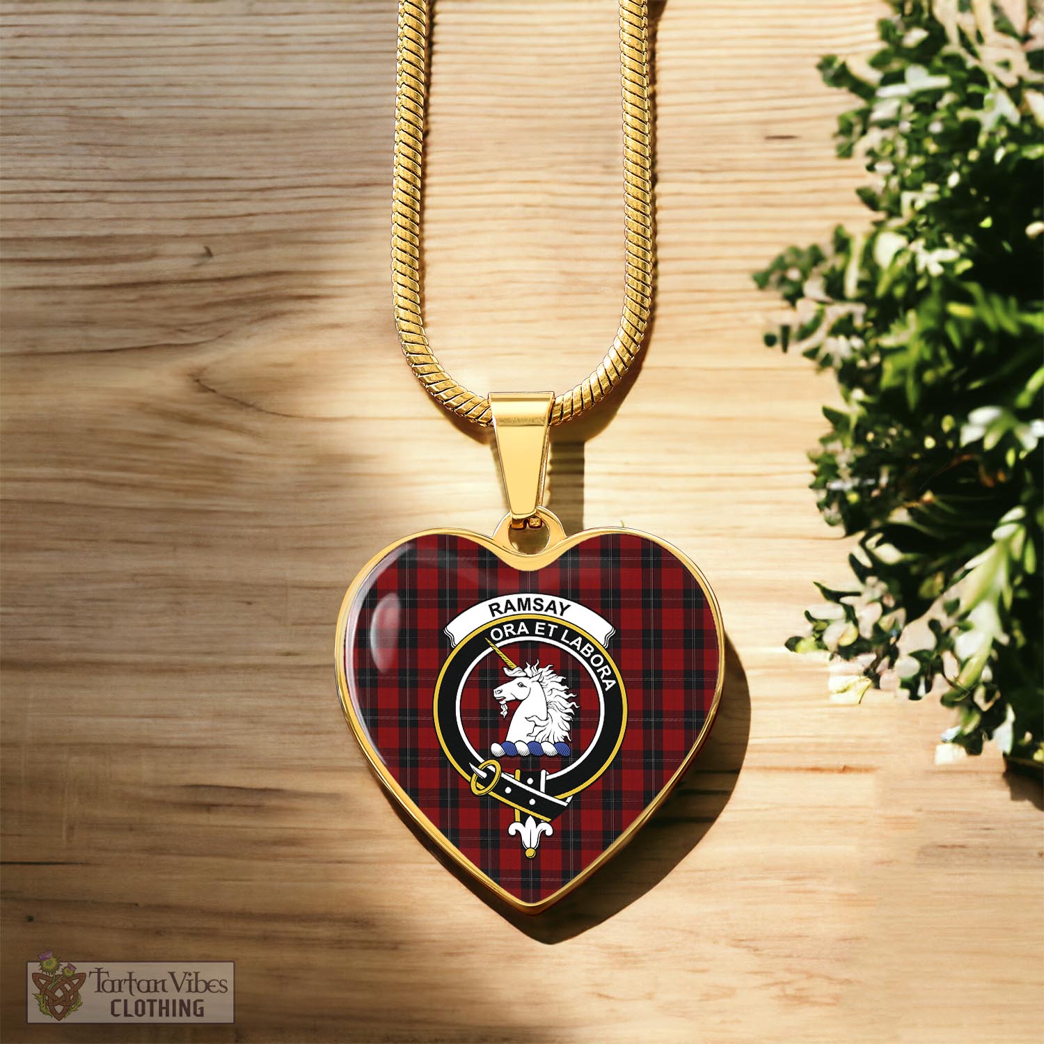 Tartan Vibes Clothing Ramsay Tartan Heart Necklace with Family Crest