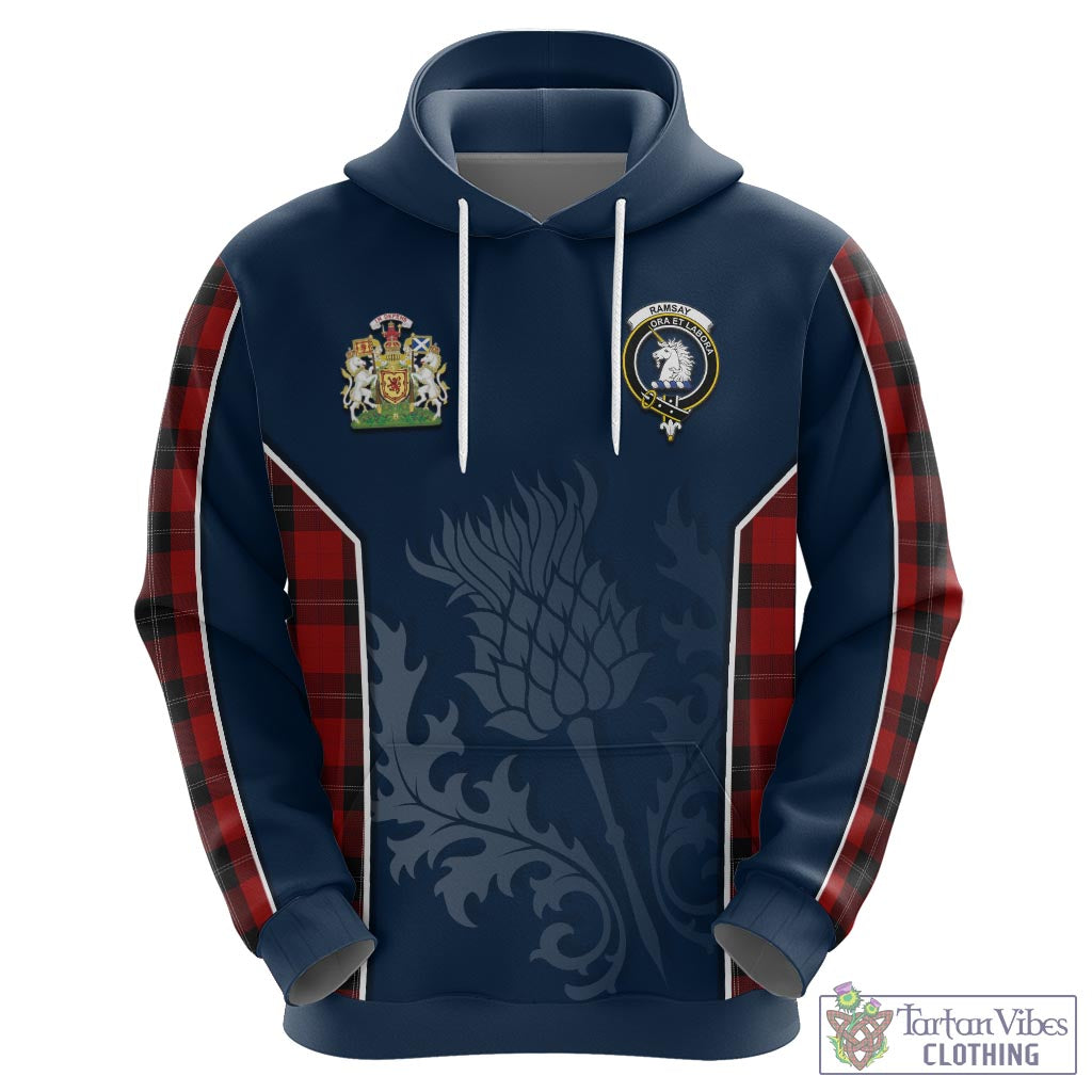 Tartan Vibes Clothing Ramsay Tartan Hoodie with Family Crest and Scottish Thistle Vibes Sport Style