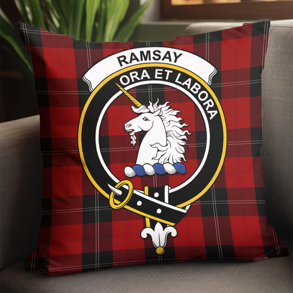 Ramsay Tartan Pillow Cover with Family Crest - Tartanvibesclothing