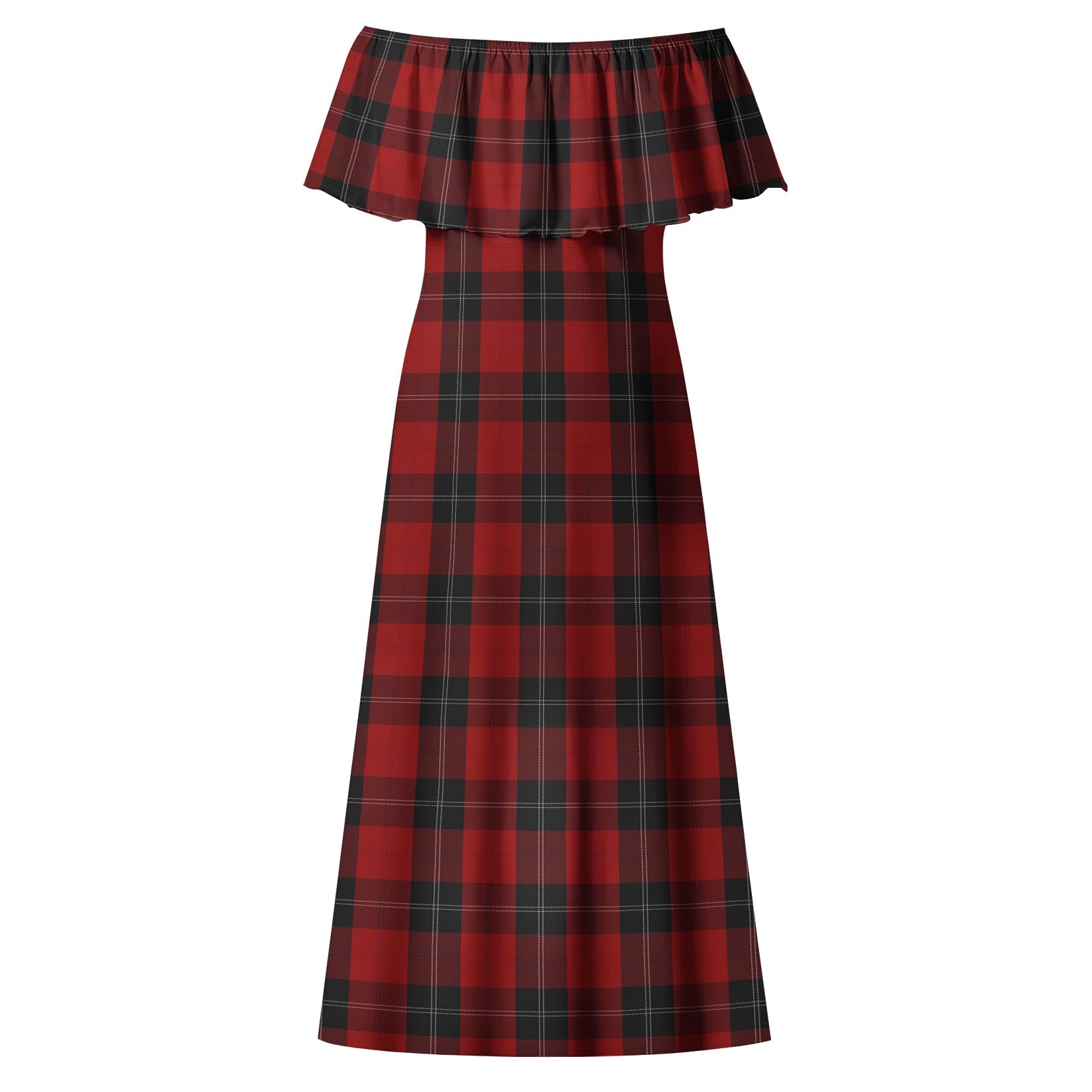 Ramsay Tartan Off Shoulder Long Dress - Tartanvibesclothing