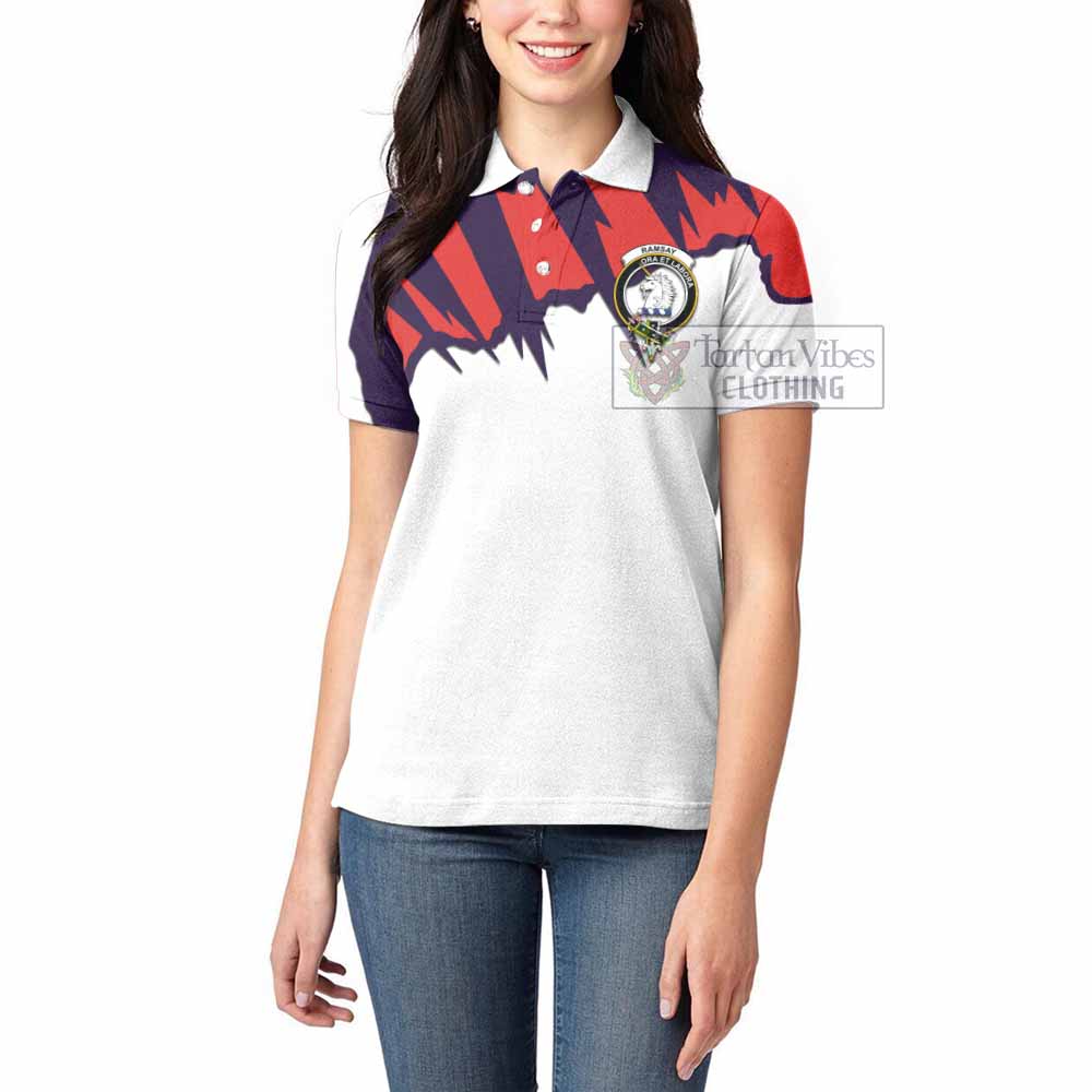 Tartan Vibes Clothing Ramsay Clan Crest Women's Polo Shirt with Retro Sport Style