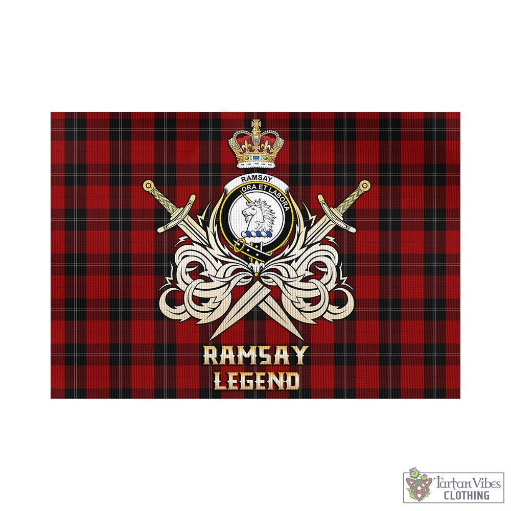 Tartan Vibes Clothing Ramsay Tartan Flag with Clan Crest and the Golden Sword of Courageous Legacy