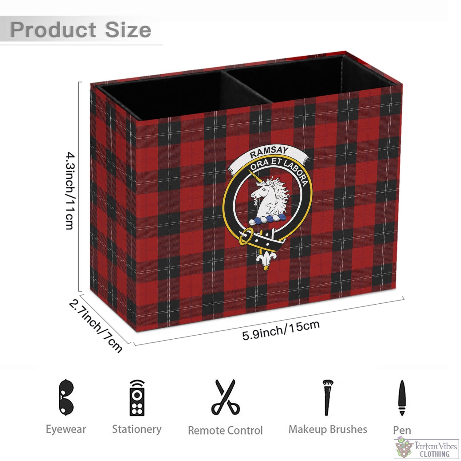 Tartan Vibes Clothing Ramsay Tartan Pen Holder with Family Crest