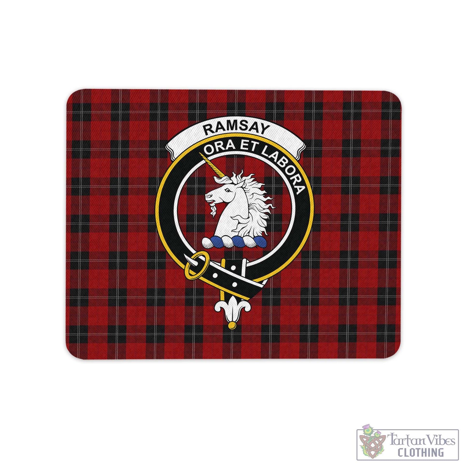 Tartan Vibes Clothing Ramsay Tartan Mouse Pad with Family Crest